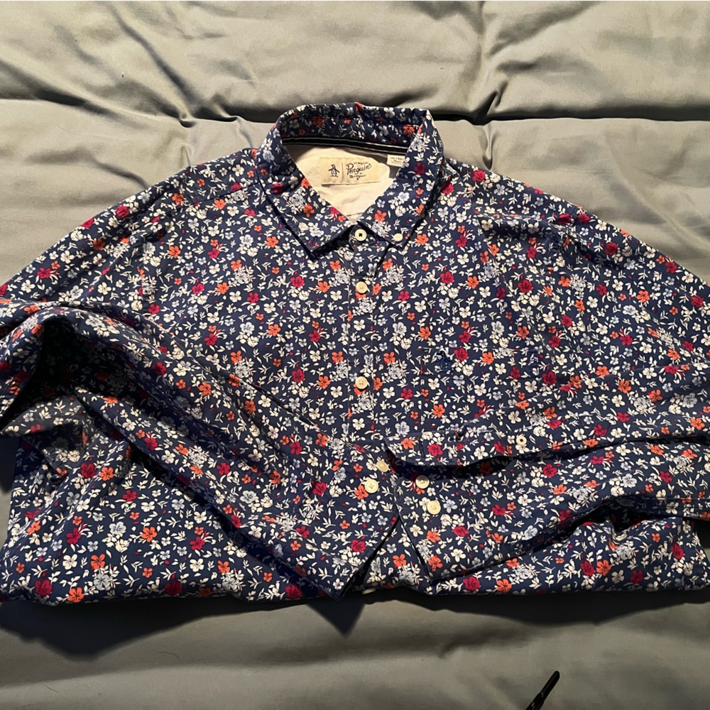 Original Penguin Blue and Orange Floral Shirt
